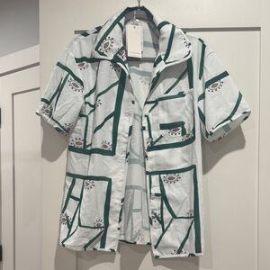 Commense Green and White Graphic Shirt